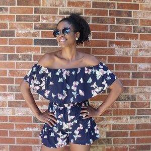 Navy Butterfly Romper